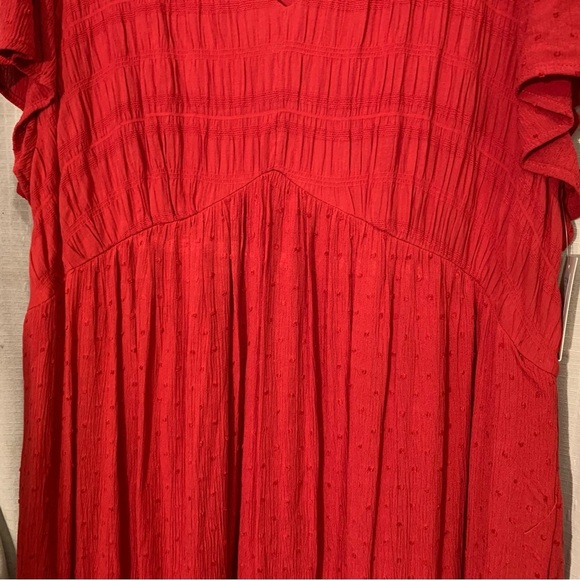 Nurture NWT Plus V Neck Crimson Tiered Maxi Dress Swiss Dot Size 2X Flowy Boho - Picture 6 of 10